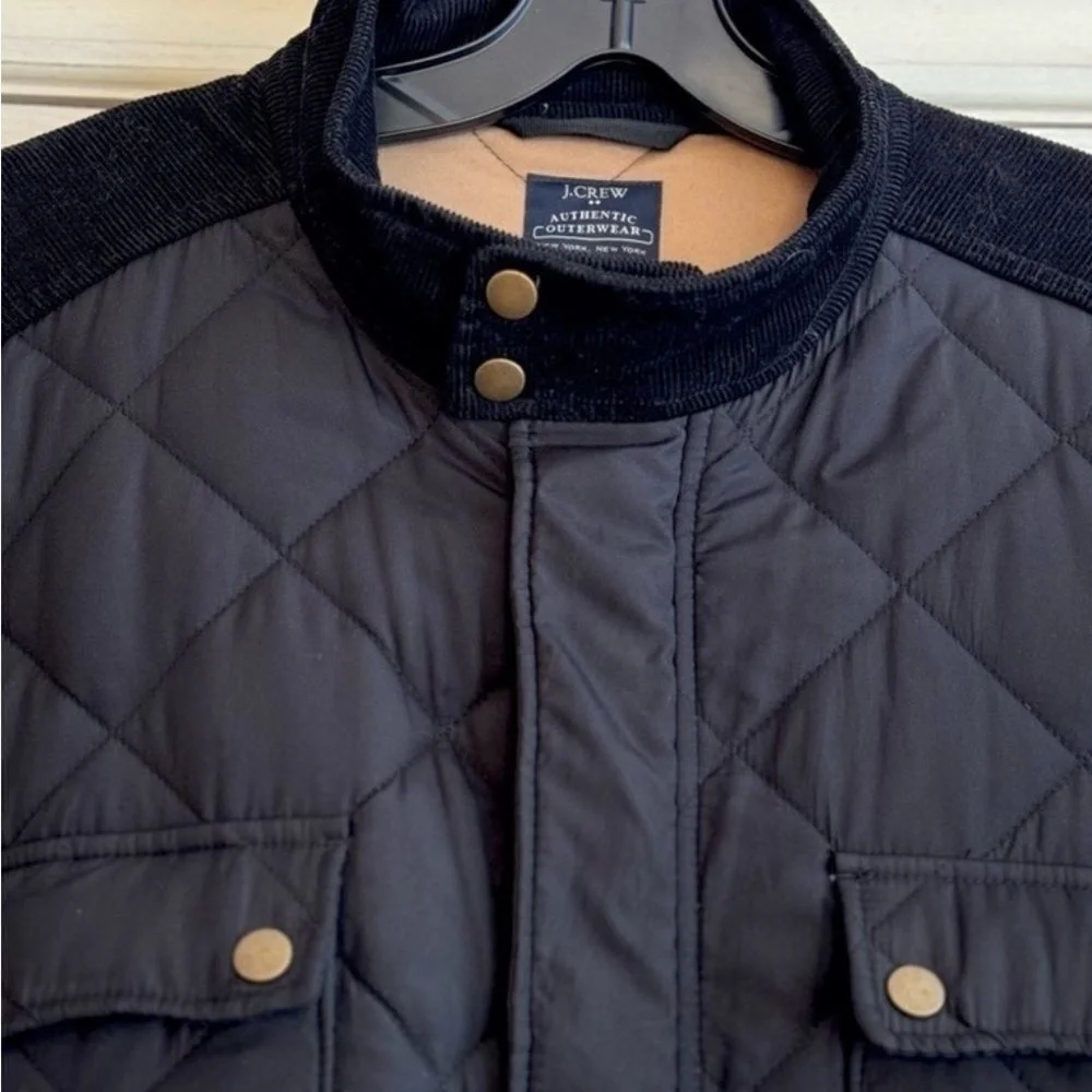 J CREW‎ Mens Greyson Quilted and Corduroy Barn Black Jacket, Size XXL